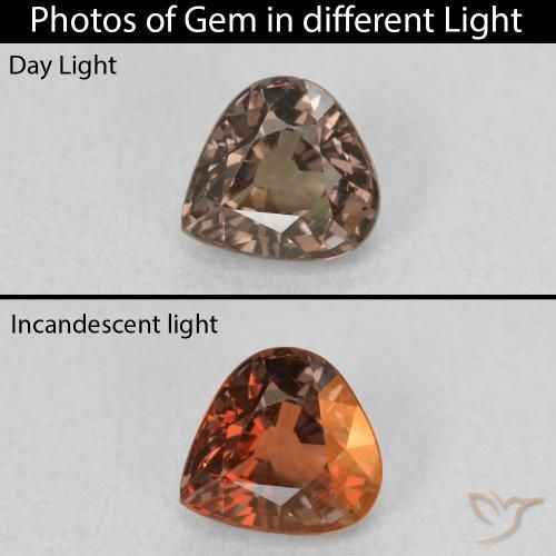 1.00ct 天然 ミディアムライトブラウン カラーチェンジガーネット, 洋梨の形, VS