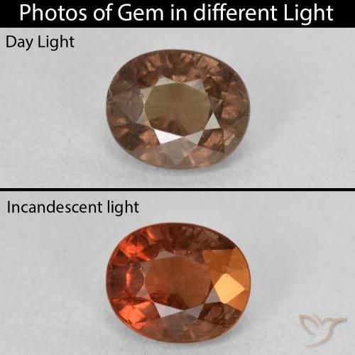 1.53ct 天然 ミディアムライトブラウン カラーチェンジガーネット, 楕円形, VS
