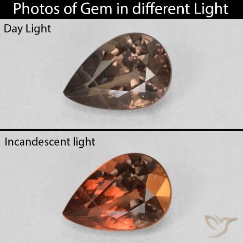 1.27ct 天然 ダークブラウン カラーチェンジガーネット, 洋梨の形, VS
