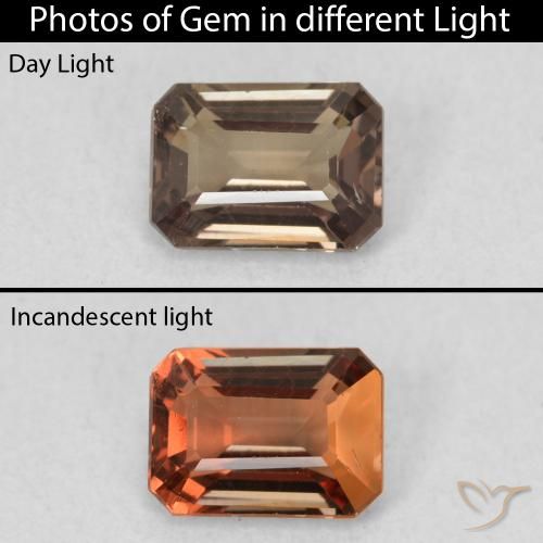1.08ct 天然 ダークブラウン カラーチェンジガーネット, エメラルドカット, VVS-VS