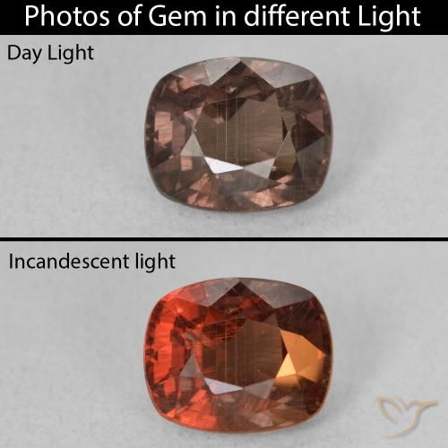 1.90ct 天然 ミディアムライトブラウン カラーチェンジガーネット, クッション, VS