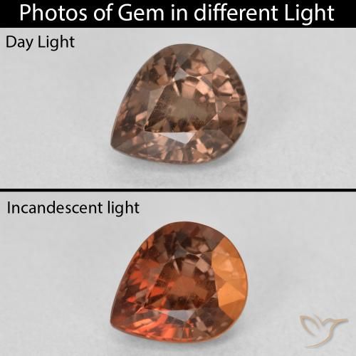 1.37ct 天然 ダークブラウン カラーチェンジガーネット, 洋梨の形, VS