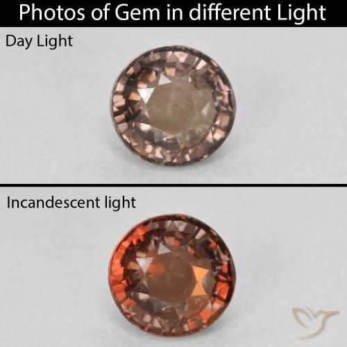 1.11ct 天然 ダークブラウン カラーチェンジガーネット, ラウンド, VS