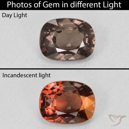 1.47ct 天然 ダークブラウン カラーチェンジガーネット, クッション, VS