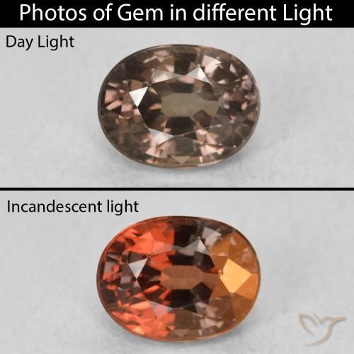 0.98ct 天然 ダークブラウン カラーチェンジガーネット, 楕円形, VVS
