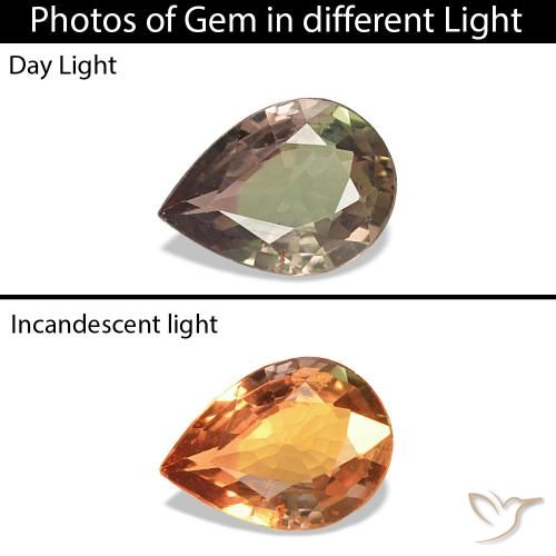 0.22ct ミディアムライトブラウン カラーチェンジサファイア, 洋梨の形, VVS