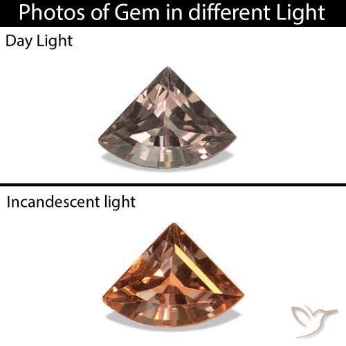 0.21カラットの天然ミディアムライトブラウンカラーチェンジサファイア、ファンシーシェイプ、VVS