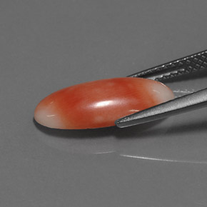 2.55カラットの天然ホワイトサーモンサンゴ（15.4×7.3 mm・オーバルカット）