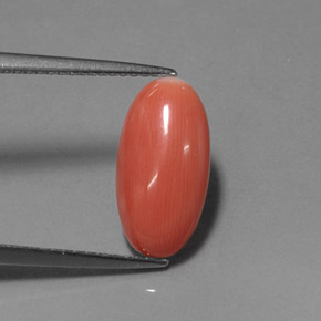 2.76カラットの天然サーモンサンゴ（13.8×7.2 mm・オーバルカット）