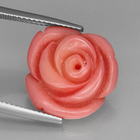 12.20カラットの天然サーモンサンゴ、ファンシーシェイプ、オペーク