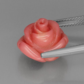 10.17カラットの天然サーモンサンゴ（14.8×13.8 mm・ファンシーシェイプ）