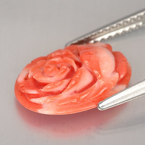 2.36カラットの天然サーモンサンゴ、ファンシーシェイプ、オペーク