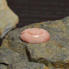 3.39カラットの天然ホワイトサーモンサンゴ（13.6×9.8 mm・フラワーカット）