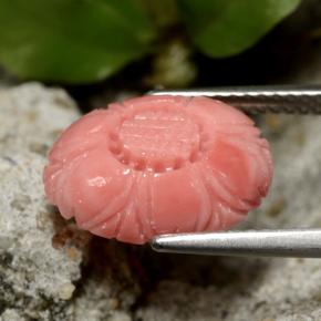 3.67カラットの天然ミディアム薄いレッドサンゴ（13.6×9.8 mm・フラワーカット）