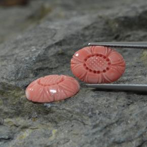 カラットの天然サーモンサンゴ（13.7×9.8 mm・ファンシーシェイプ）