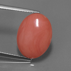 4.97カラットの天然サーモンサンゴ（15.9×12 mm・オーバルカット）