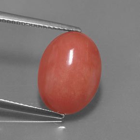 5.26カラットの天然サーモンサンゴ（14.9×11 mm・オーバルカット）
