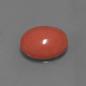 4.34カラットの天然サーモンサンゴ（12.8×10.8 mm・オーバルカット）