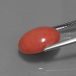4.34カラットの天然サーモンサンゴ（12.8×10.8 mm・オーバルカット）