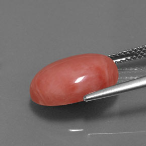 4.53カラットの天然サーモンサンゴ、オーバルカット、オペーク