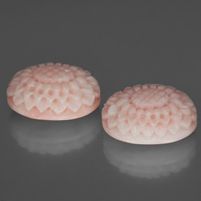 カラットの天然ピンクサンゴ（15.3×11.1 mm・ファンシーシェイプ）