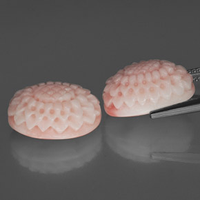 カラットの天然ピンクサンゴ（15.3×11.1 mm・ファンシーシェイプ）