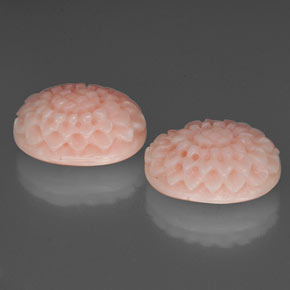 カラットの天然ピンクサンゴ（15.3×11 mm・ファンシーシェイプ）