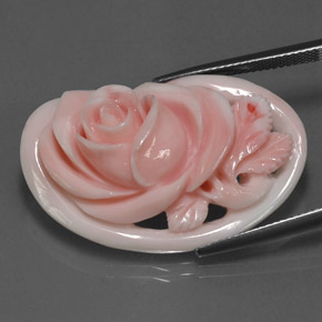 28.77カラットの天然ピンクサンゴ、ファンシーシェイプ、オペーク