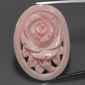 17.81カラットの天然レモネードピンクサンゴ、ファンシーシェイプ、オペーク