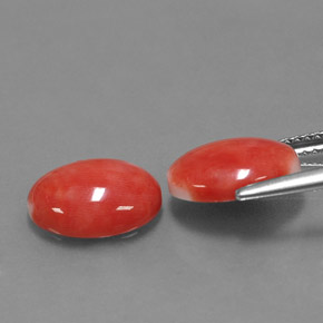 カラットの天然ホワイトサーモンサンゴ（11.2×9.1 mm・オーバルカット）