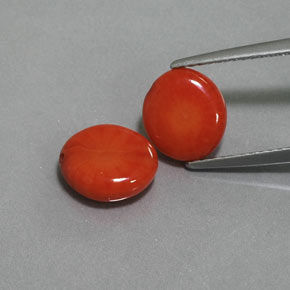 カラットの天然サーモンサンゴ（9×7.8 mm・ファンシーシェイプ）
