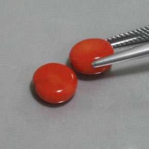カラットの天然サーモンサンゴ（8.3×7.8 mm・ファンシーシェイプ）
