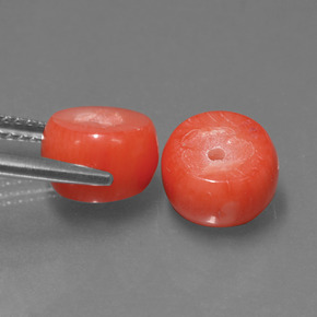 カラットの天然サーモンサンゴ（8.3×5.3 mm・ファンシーシェイプ）