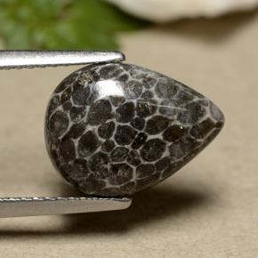 2.93カラットの天然グレーサンゴ、洋梨の形、オペーク