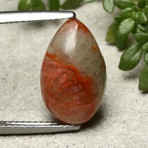 4.83カラットの天然マルチカラーサンゴ、洋梨の形、半透明