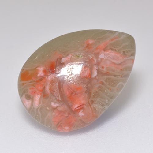 5.97カラットの天然マルチカラーサンゴ（16.5×11.8 mm・洋梨の形）