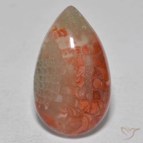 6.49ct 天然 マルチカラー サンゴ, 洋梨の形, 半透明