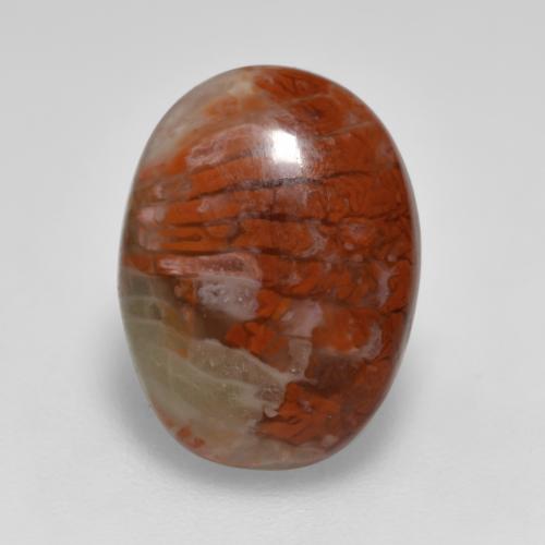 4.12カラットの天然マルチカラーサンゴ、オーバルカット、半透明