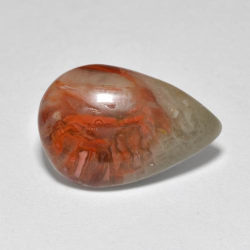 4.44カラットの天然マルチカラーサンゴ（14.9×10 mm・洋梨の形）