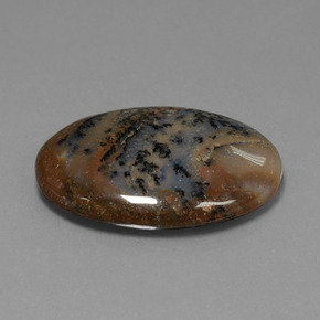 31.59カラットの天然マルチカラー樹状瑪瑙、オーバルカット、オペーク