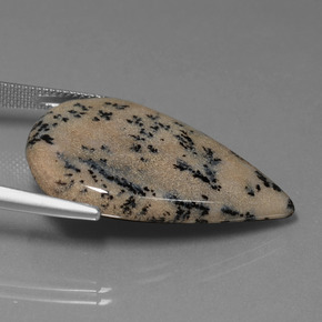 28.31カラットの天然マルチカラー樹状瑪瑙、洋梨の形、オペーク