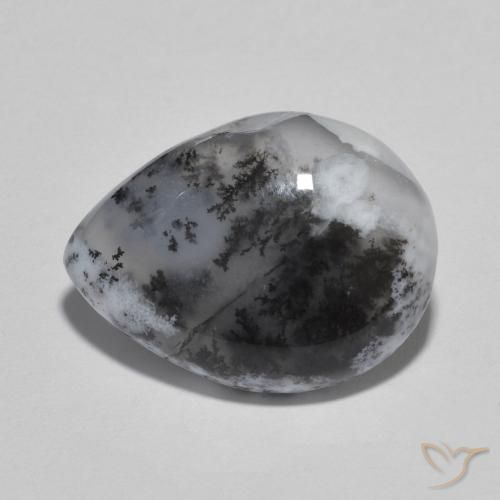 8.04ct 天然 マルチカラー 樹状瑪瑙, 洋梨の形, 半透明