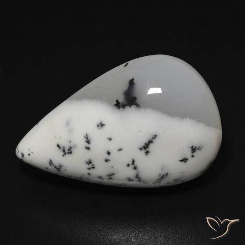 11.43ct 天然 白と黒 樹状瑪瑙, 洋梨の形, 半透明