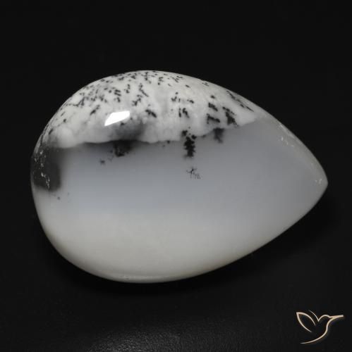 14.76ct 天然 白と黒 樹状瑪瑙, 洋梨の形, 半透明