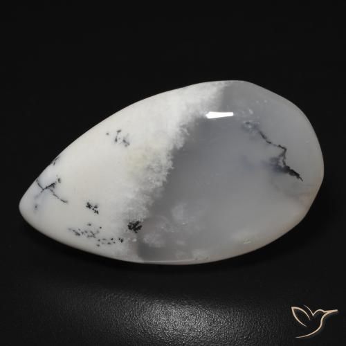 11.48ct 天然 白と黒 樹状瑪瑙, 洋梨の形, 半透明