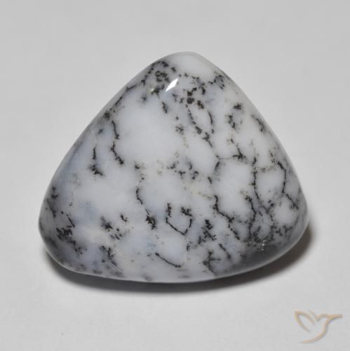9.90ct 天然 白と黒 樹状瑪瑙, 洋梨の形, オペーク