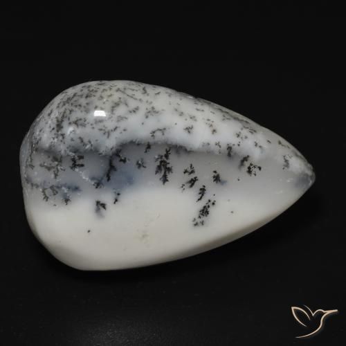 13.25ct 天然 白と黒 樹状瑪瑙, 洋梨の形, オペーク