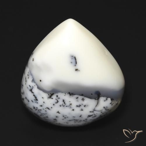 12.67ct 天然 白と黒 樹状瑪瑙, 洋梨の形, オペーク