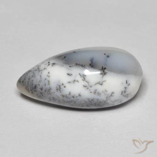 8.35ct 天然 白と黒 樹状瑪瑙, 洋梨の形, オペーク