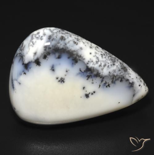 19.68ct 天然 白と黒 樹状瑪瑙, 洋梨の形, オペーク